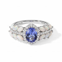 D''Joy Tanzanite and Multi Gemstone 1.90 ctw Ring in Rhodium Over Sterling Silver (Size 6.0)