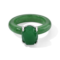 D''Joy Green Jade Ring in Rhodium Over Sterling Silver (Size 10.0) 2.28 ctw