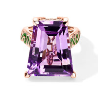 GP Premium Rose De France Amethyst Ring in 18K Vermeil RG Over Sterling Silver (Size 10.0) 27.90 ctw