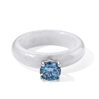 Luxuriant Lab Grown Blue Diamond (IR) (VS), Natural Jade Ring in Rhodium Over Sterling Silver (Size 6.0) 15.30 ctw