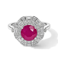 Doorbuster Certified and Appraised D''Joy Premium Ruby, Moissanite Ring in Rhodium Over Sterling Silver (Size 10.0) 2.30 ctw