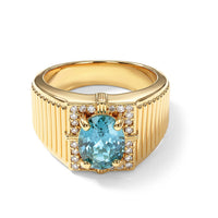 D''Joy Blue Zircon , Lab Grown Diamond Ring in 18K YG VermeilSterling Silver (Size 10.0) 3.06 ctw
