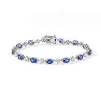 GP Premium Kashmir Kyanite and Moissanite 10.60 ctw Bracelet in Rhodium Over Sterling Silver (7.25 In)