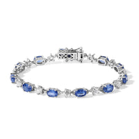 GP Premium Kashmir Kyanite and Moissanite 9.15 ctw Bracelet in Rhodium Over Sterling Silver (6.50 In)