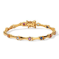 EverTrue Lab Created Multi Sapphire 2.25 ctw Bracelet in 18K YG Plated (7.25 In)