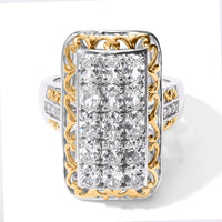 EverTrue Lab Created White Sapphire and White Zircon 2.85 ctw Cluster Ring in 18K YG Plated and Platinum Bond (Size 7.0)