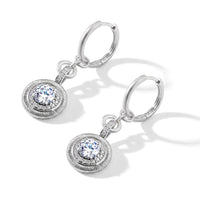 Clarte Moissanite (Rnd 6.5mm) Sundial Earrings in Sterling Silver 2.35 ctw