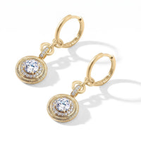 Clarte Moissanite (Rnd 6.5mm) Sundial Earrings in Sterling Silver 2.35 ctw