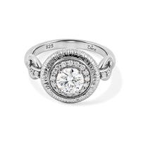 Clarte Moissanite (Rnd 6.2mm) Sundial Ring in Sterling Silver (Size 6.0) 1.06 ctw