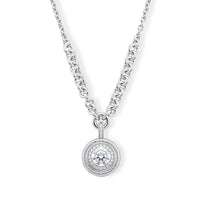 Clarte Moissanite (Rnd 8mm) Sundial Necklace (16-20 Inches) in Sterling Silver 2.03 ctw
