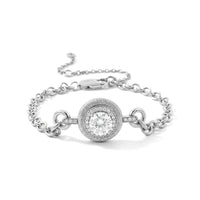 Clarte Moissanite (Rnd 8mm) Sundial Bracelet in Sterling Silver (7-10In) 9.75 ctw