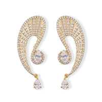 Clarte Moissanite (Pear 6x4mm) Sirena Earrings in 14K YG Over Sterling Silver 3.76 ctw