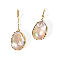 D''Joy White Baroque Pearl Earrings in 18K Vermeil YG Over Sterling Silver
