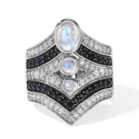 D''Joy Rainbow Moonstone, Multi Gemstone Ring in Rhodium Over Sterling Silver (Size 6.0) 2.48 ctw