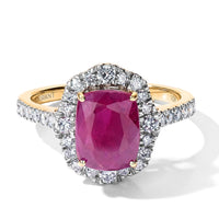 Certified & Appraised 10K Yellow Gold AAA Taveta Ruby, Luxuriant Lab Grown Diamond (G-H, SI) Ring (Size 10.0) 4.00 ctw