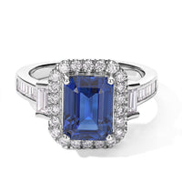 Certified and Appraised D''Joy Premium Kashmir Kyanite, Moissanite Ring in Rhodium Over Sterling Silver (Size 6.0) 3.65 ctw