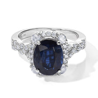 Certified and Appraised D''Joy Premium Kashmir Kyanite, Moissanite Ring in Rhodium Over Sterling Silver (Size 10.0) 4.10 ctw