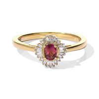 D''Joy Premium Ouro Fino Rubellite, Paraiba Tourmaline and Diamond 0.50 ctw Ring in 18K Vermeil Yellow Gold Over Sterling Silver (Size 9.0)