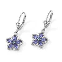 D''Joy Tanzanite, Premium Paraiba Tourmaline Earrings in Rhodium Over Sterling Silver 1.60 ctw
