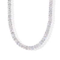 D''Joy AAA Rainbow Moonstone 83.00 ctw Beaded Necklace (18 Inches) in Rhodium Over Sterling Silver
