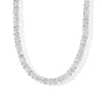 D''Joy AAA Rainbow Moonstone 83.00 ctw Beaded Necklace (18 Inches) in Rhodium Over Sterling Silver