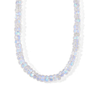 D''Joy Rainbow Moonstone Beaded Necklace (18 Inches) in Rhodium Over Sterling Silver 65.00 ctw