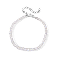 D''Joy Rainbow Moonstone Beaded Bracelet in Rhodium Over Sterling Silver (7.25 In) 27.00 ctw