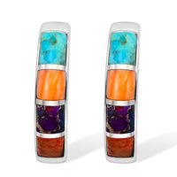Multi Gemstones Earring Sterling Silver 75.00 ctw