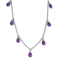 EverTrue Mashamba Amethyst Violet Petal Scatter Necklace (18 Inches) in Platinum Bond 11.10 ctw