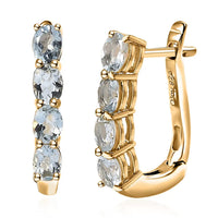 D'Joy Premium Mangoro Aquamarine 1.20 ctw Huggie Hoop Earrings in 14K Yellow Gold Over Sterling Silver