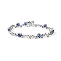 D''Joy Premium Kashmir Kyanite, White Zircon Bracelet in Rhodium Over Sterling Silver (7.25 In) 8.65 ctw