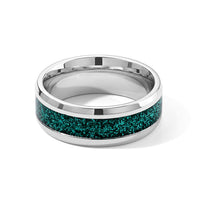 Green Enameled Ring in Stainless Steel (Size 10.0)