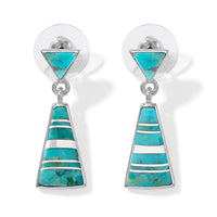 Santa Fe Style Kingman Turquoise 2.00 ctw Earrings in Sterling Silver