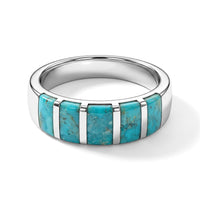Santa Fe Style Kingman Turquoise 1.25 ctw Band Ring in Sterling Silver (Size 10.0)