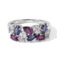 D''Joy Multi Gemstone Fancy Ring in Rhodium Over Sterling Silver (Size 10.0) 2.35 ctw