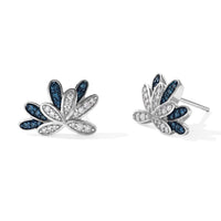GP White and Blue Diamond 0.50 ctw Earrings in Rhodium Over Sterling Silver