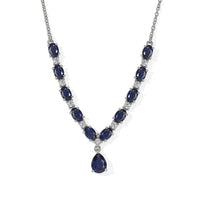 EverTrue Lab Created Blue and White Sapphire 7.65 ctw Necklace in Platinum Bond 18 Inches