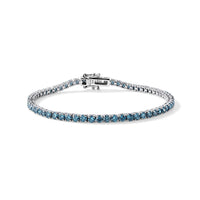 D'Joy Lab Grown Blue Diamond (IR) SI 4.00 ctw Bracelet in Rhodium Over Sterling Silver (6.50 In)