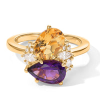 EverTrue African Amethyst, Multi Gemstone Fancy Ring in 18K YG Plated (Size 10.0) 2.40 ctw