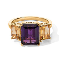 EverTrue African Amethyst, Brazilian Citrine Fancy Ring in 18K YG Plated (Size 11.0) 8.65 ctw