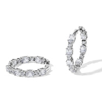 EverTrue Lab Created White Sapphire 7.80 ctw Hoop Earrings in Platinum Bond