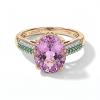 Luxoro 10K Rose Gold AAA Patroke Kunzite, Paraiba Tourmaline and Diamond (I2) Ring (Size 10.0) 6.70 ctw
