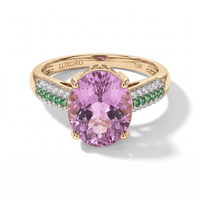 Luxoro 10K Rose Gold AAA Patroke Kunzite, Paraiba Tourmaline and Diamond (I2) Ring (Size 10.0) 6.70 ctw