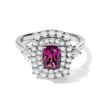 D''Joy Radiant Ember Garnet,Moissanite Main Stone With Surrounding Stone Ring in Rhodium Over Sterling Silver 2.58 ctw