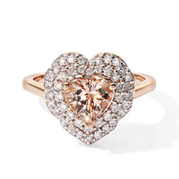 Certified and Appraised D''Joy Marropino Morganite, Moissanite Heart Ring in 18K Vermeil RG Over Sterling Silver (Size 10.0) 1.50 ctw