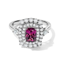 D''Joy Radiant Ember Garnet,Moissanite Main Stone With Surrounding Stone Ring in Rhodium Over Sterling Silver 2.58 ctw