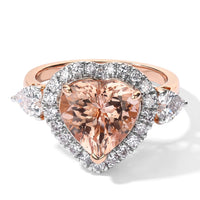 Luxuriant 10K Rose Gold AAA Morganite , Lab Grown Diamond GH, SI Main Stone With Surrounding Stone Ring , Gold Wt. 3 g 3.96 ctw