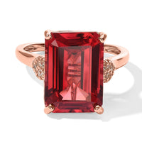 EverTrue Lab Created Padparadscha Sapphire, White Zircon Ring in 18K RG Plated (Size 10.0) 10.55 ctw