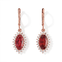 EverTrue Lab Created Padparadscha Sapphire and White Zircon 5.70 ctw Earrings in 18K RG Plated