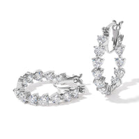 EverTrue Lab Created White Sapphire 5.35 ctw Hoop Earrings in Platinum Bond